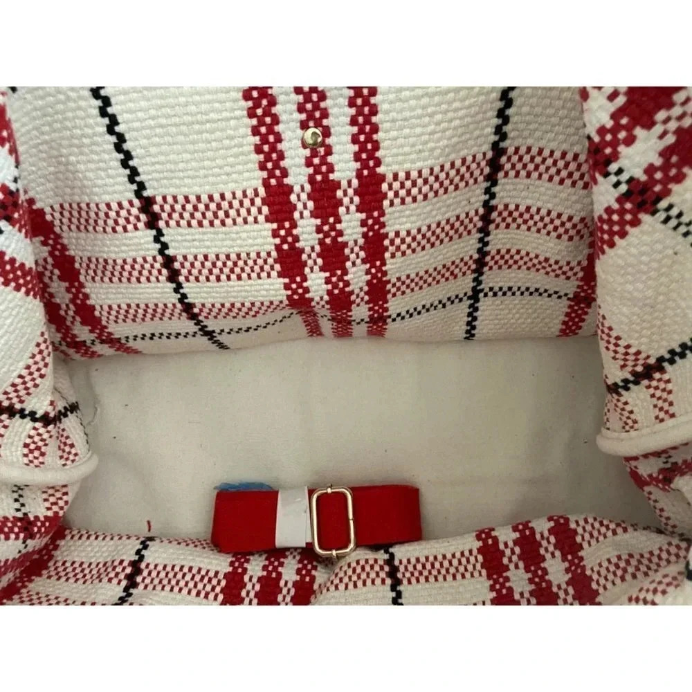 Anthropologie NWT Love Binetti Plaid Woven Tote Bag Large - Picture 9 of 9